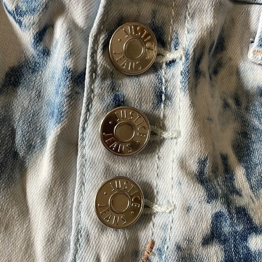 Justice bleach dyed deconstructed cutoff jean shorts